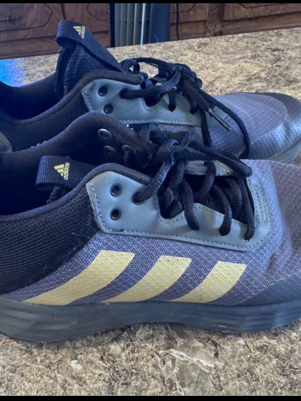 adidas Men's Black and Gray Athletic Sneakers with Subtle Gold Accents